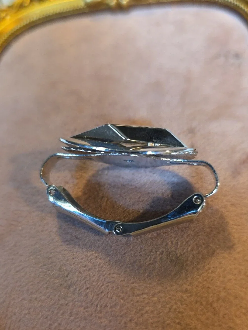 Vintage Mid Century Silver Geometric Scarf Clip